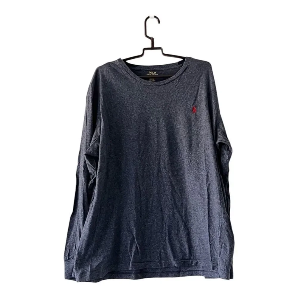 Men’sPolo by Ralph Lauren Long Sleeve Crewneck Tee in Heather Blue size XL